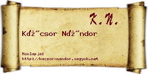 Kácsor Nándor névjegykártya