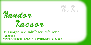 nandor kacsor business card